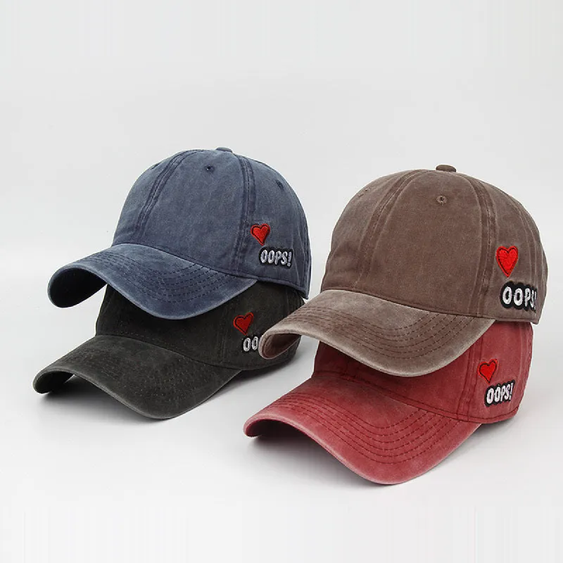 Embroidered Oops Letter Print with Heart Baseball Cap sold by Shopnova