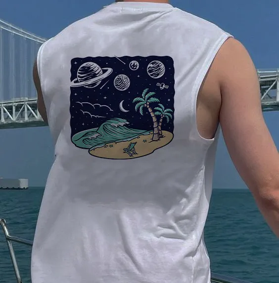 Surfing Graphic Print Men's Tank Top-C sold by Shopnova