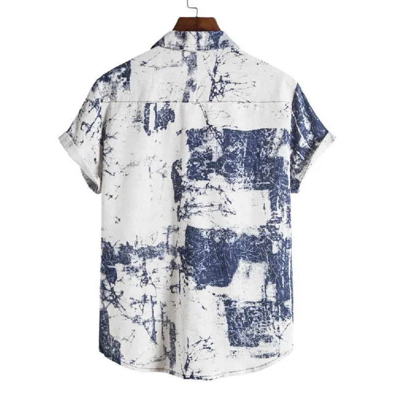 Cotton And Linen Printed Pocket Button-down Shirt sold by Shopnova product image thumbnail 2
