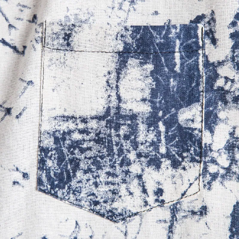 Cotton And Linen Printed Pocket Button-down Shirt sold by Shopnova product image thumbnail 4