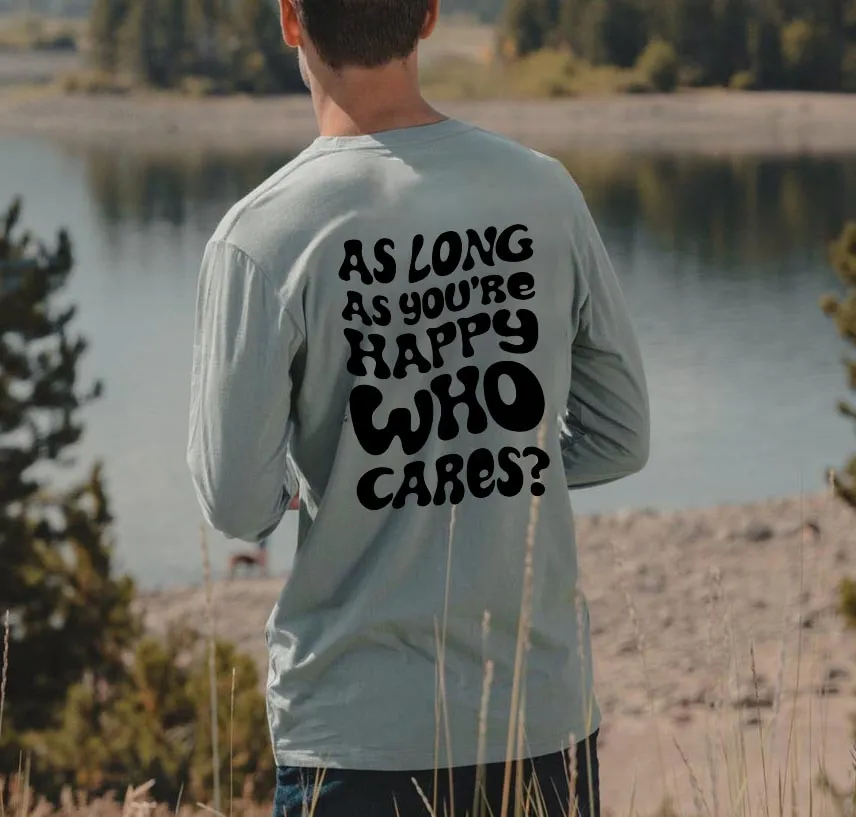 Letter Print Men's Long Sleeve Cotton Tee 230 GSM-A sold by Shopnova