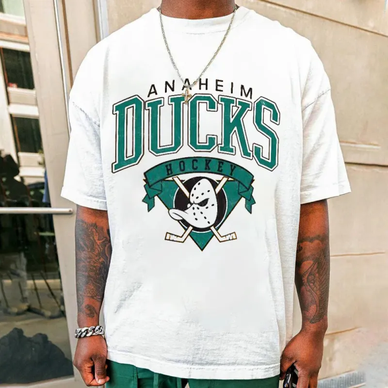 ANAHEIM DUCK Men's Vintage Streetwear Short Sleeve T-shirts sold by Shopnova