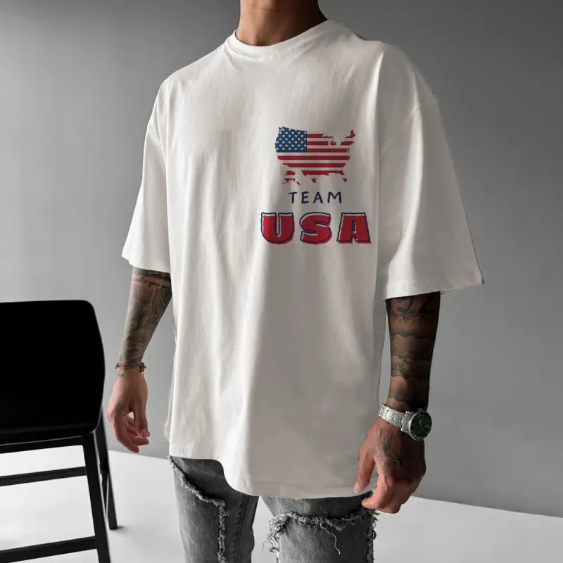 Team USA Men's Cotton Shorts Sleeve T-shirt sold by Shopnova
