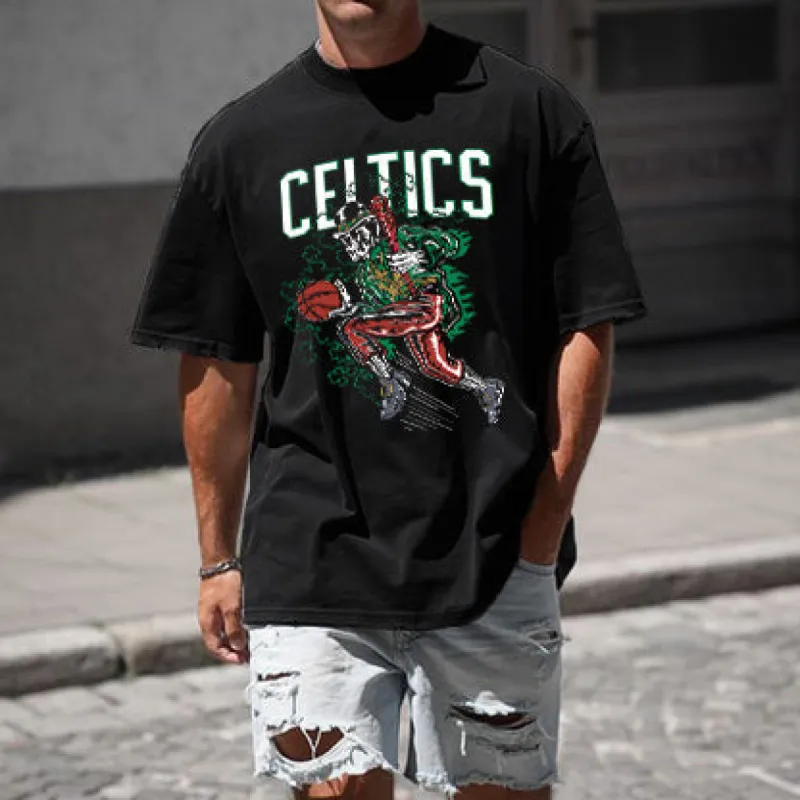 Clearance-Men‘s Boston Celtics Casual Cotton T-Shirts-M sold by Shopnova