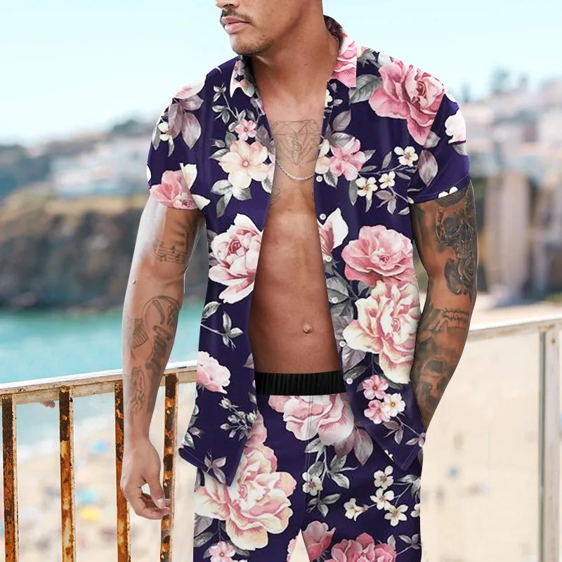 Fashion Personality Vintage Floral Print Hawaiian Vacation Two-Piece Set sold by Shopnova