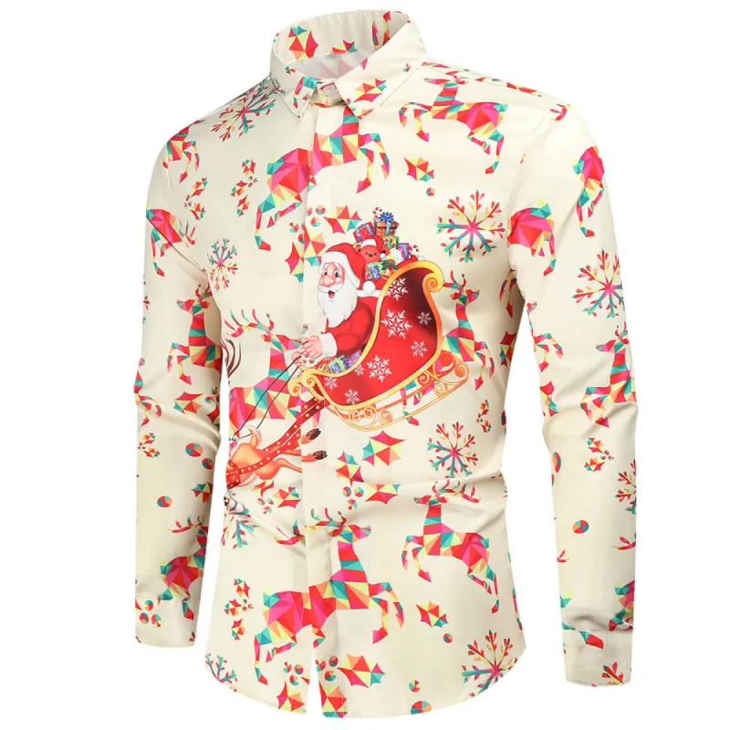 Santa Christmas Party Button Down Long Sleeve Shirts sold by Shopnova