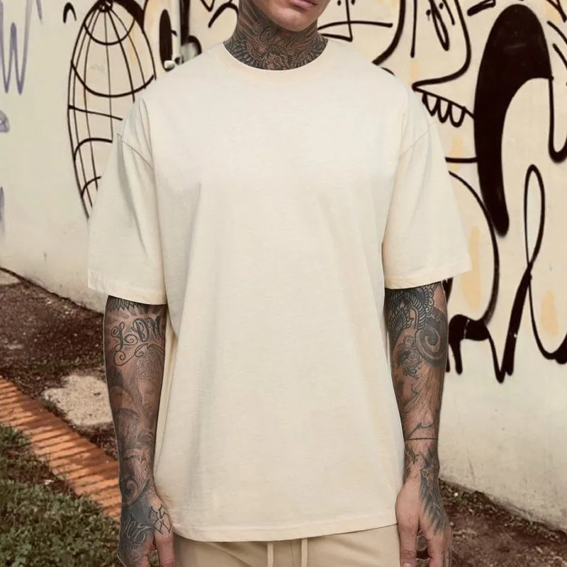 Men's Cotton Short Sleeve Basic T-Shirt Beige Color sold by Shopnova