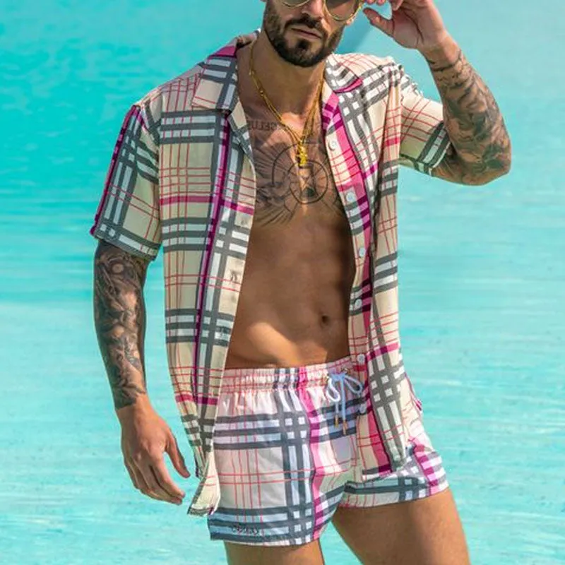 Men's checkered casual holiday two-piece sold by Shopnova product image thumbnail 3