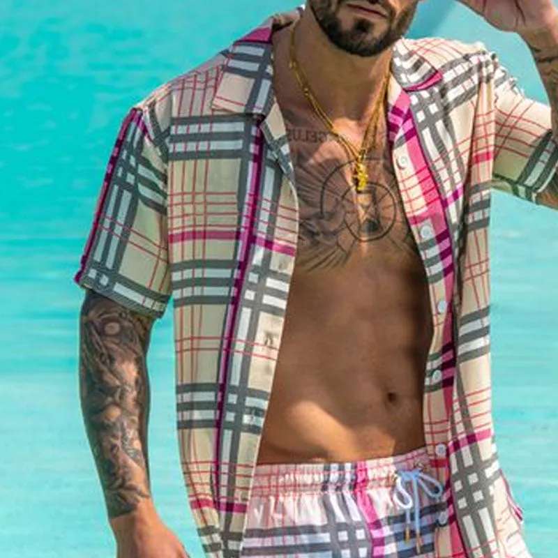 Men's checkered casual holiday two-piece sold by Shopnova product image thumbnail 2