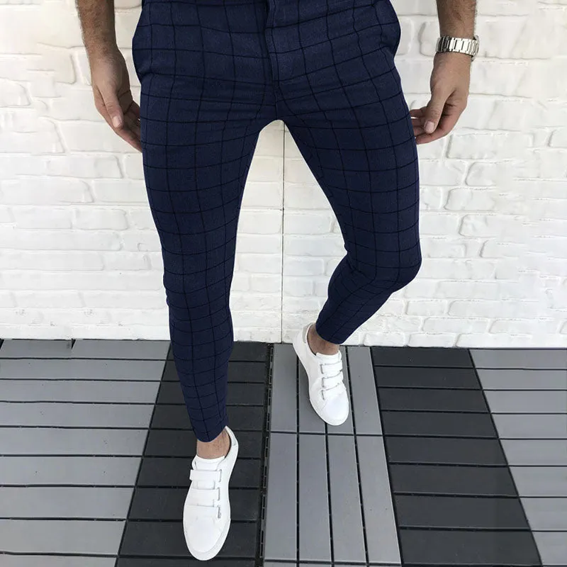 Men's checkered casual chinos sold by Shopnova