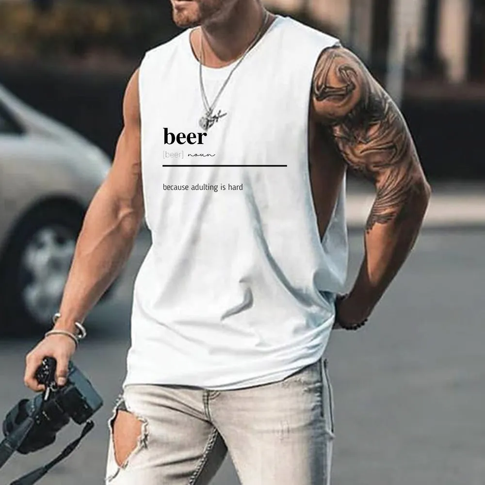 Beer Alphabet Graphic Print Casual Men's Tank Top sold by Shopnova