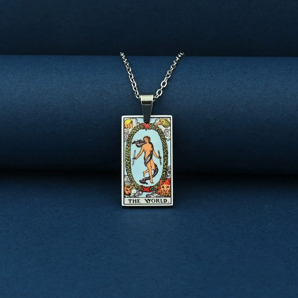 Vintage Tarot Card Necklace – Stainless Steel Tarot Pendant with Color Printed Arcana Design sold by Shopnova product image thumbnail 4
