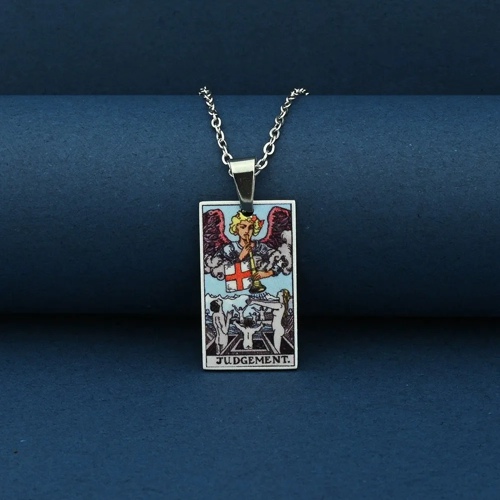 Vintage Tarot Card Necklace – Stainless Steel Tarot Pendant with Color Printed Arcana Design sold by Shopnova product image thumbnail 3