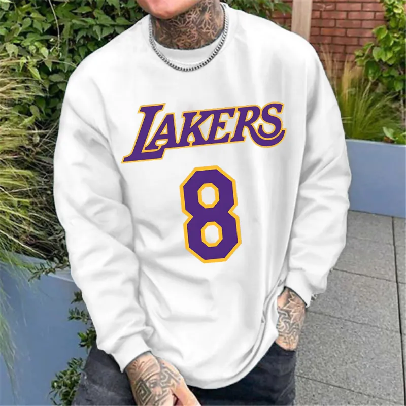 Lakers Men's Basketball Sports Long Sleeve T-Shirts-A sold by Shopnova
