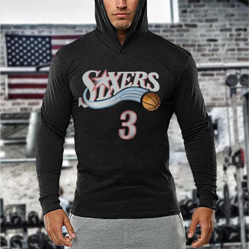 Sixers Basketball Print Men's Fitness Long Sleeve T-Shirt sold by Shopnova