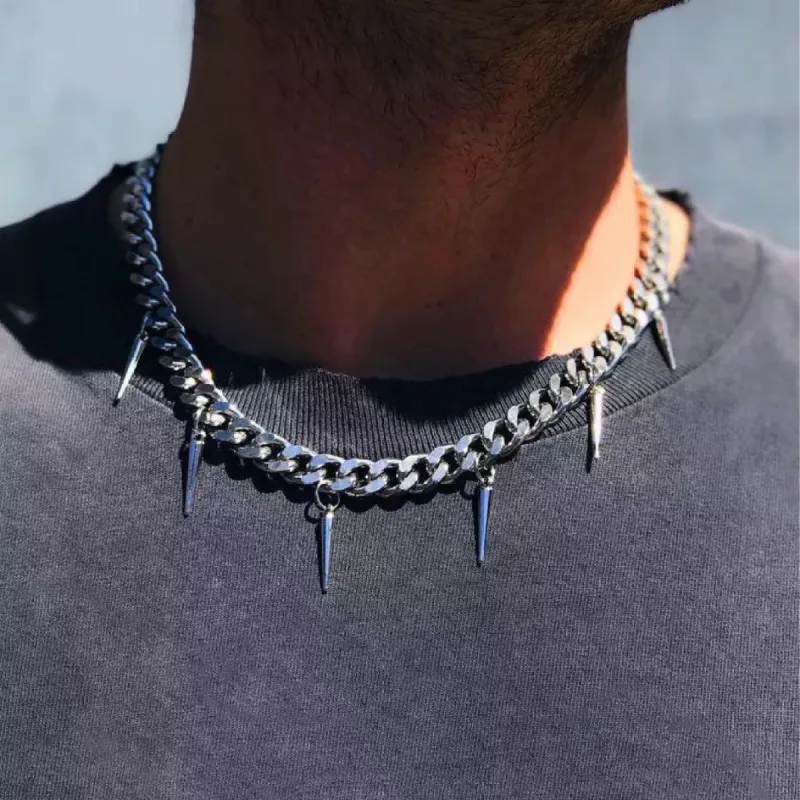 Tassel Stud Geometric Pendant Punk Trendy Necklace sold by Shopnova