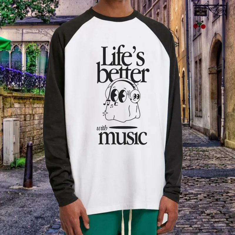 Life's Better With Music Men's Cotton Reglan T-shirt sold by Shopnova