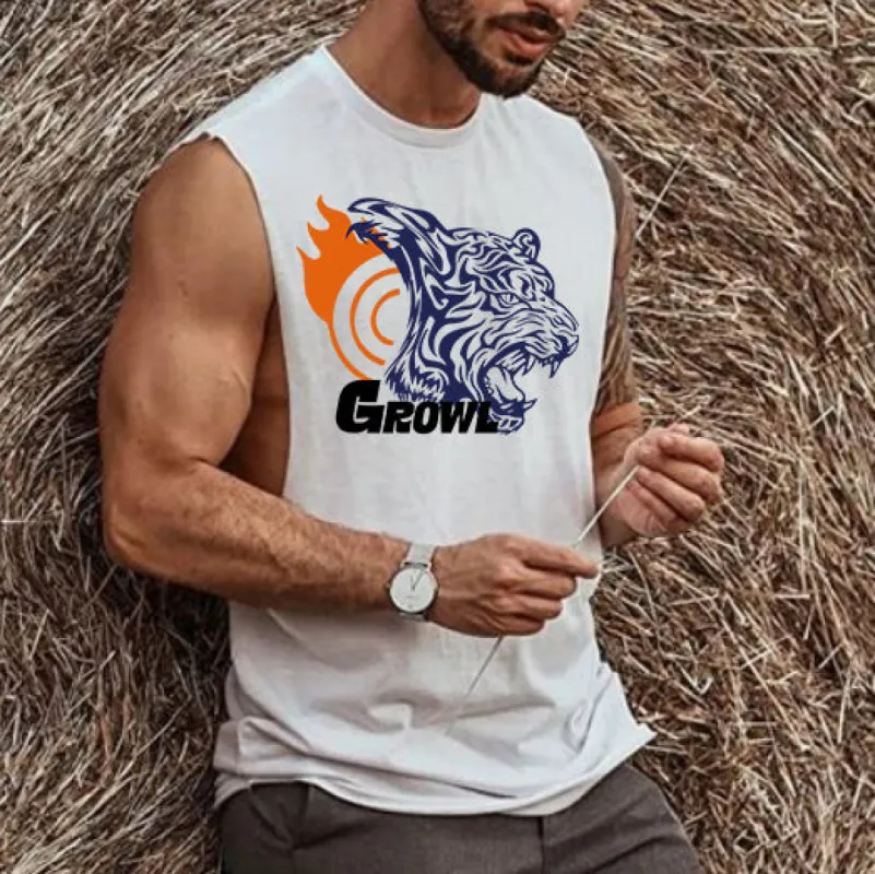 NOVAROPA™ Tiger Graphics Casual Men's Tank Top-B sold by Shopnova