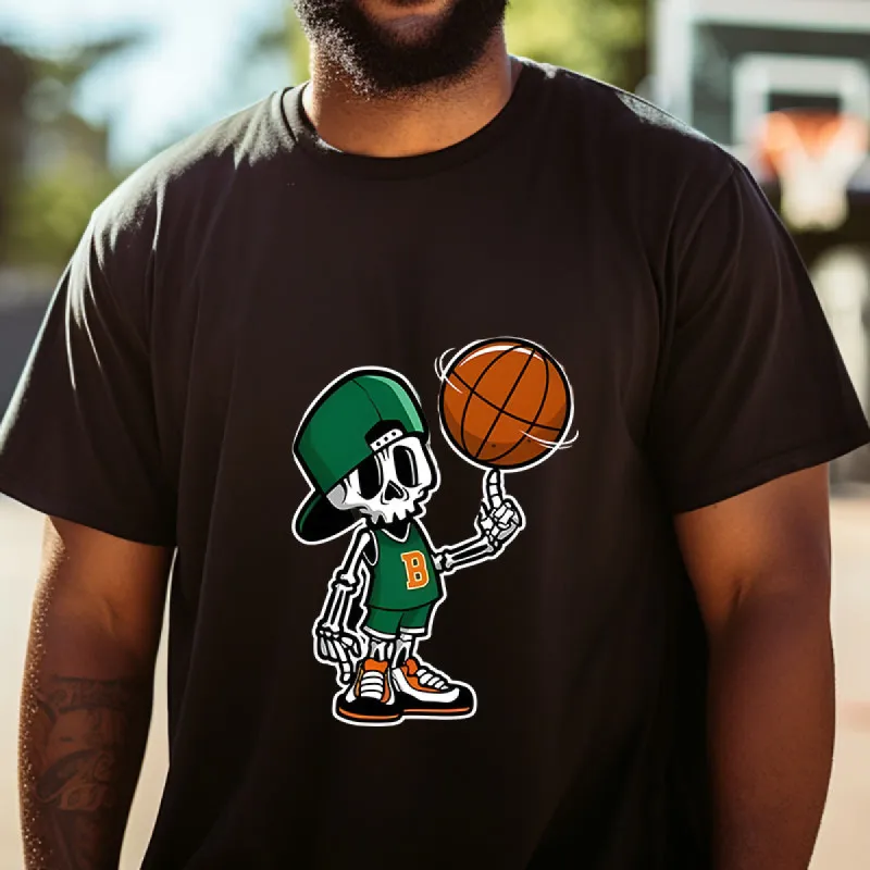 Skull With Basketball Print Men's Short Sleeve Tee sold by Shopnova
