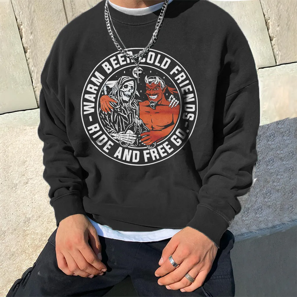 Clearance-Warm Beer Cold Friends Men's Fleece Sweatshirt-M sold by Shopnova