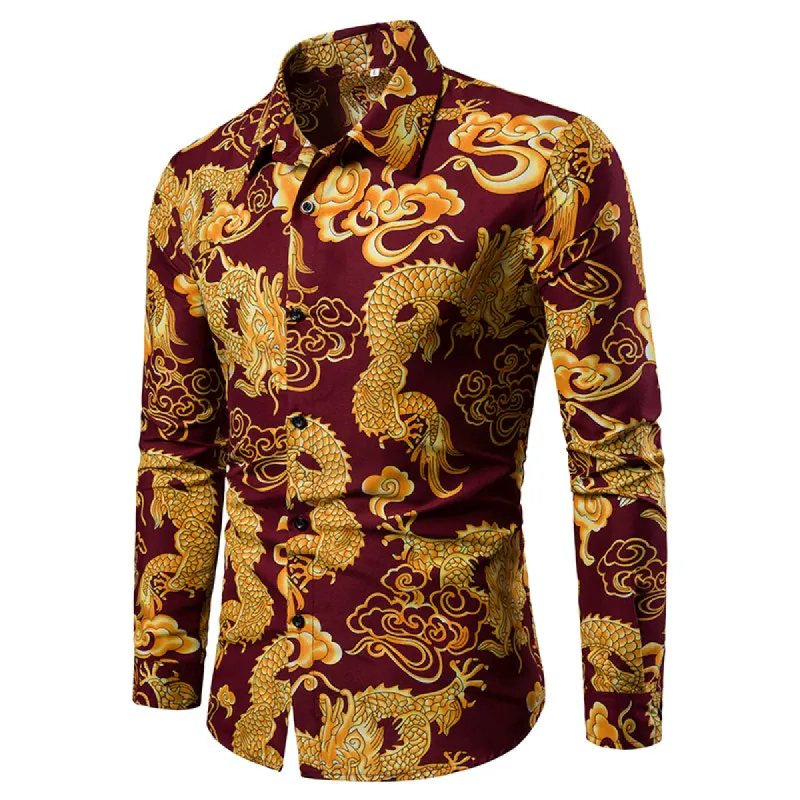 Long-sleeved Shirt With Lapel Print sold by Shopnova
