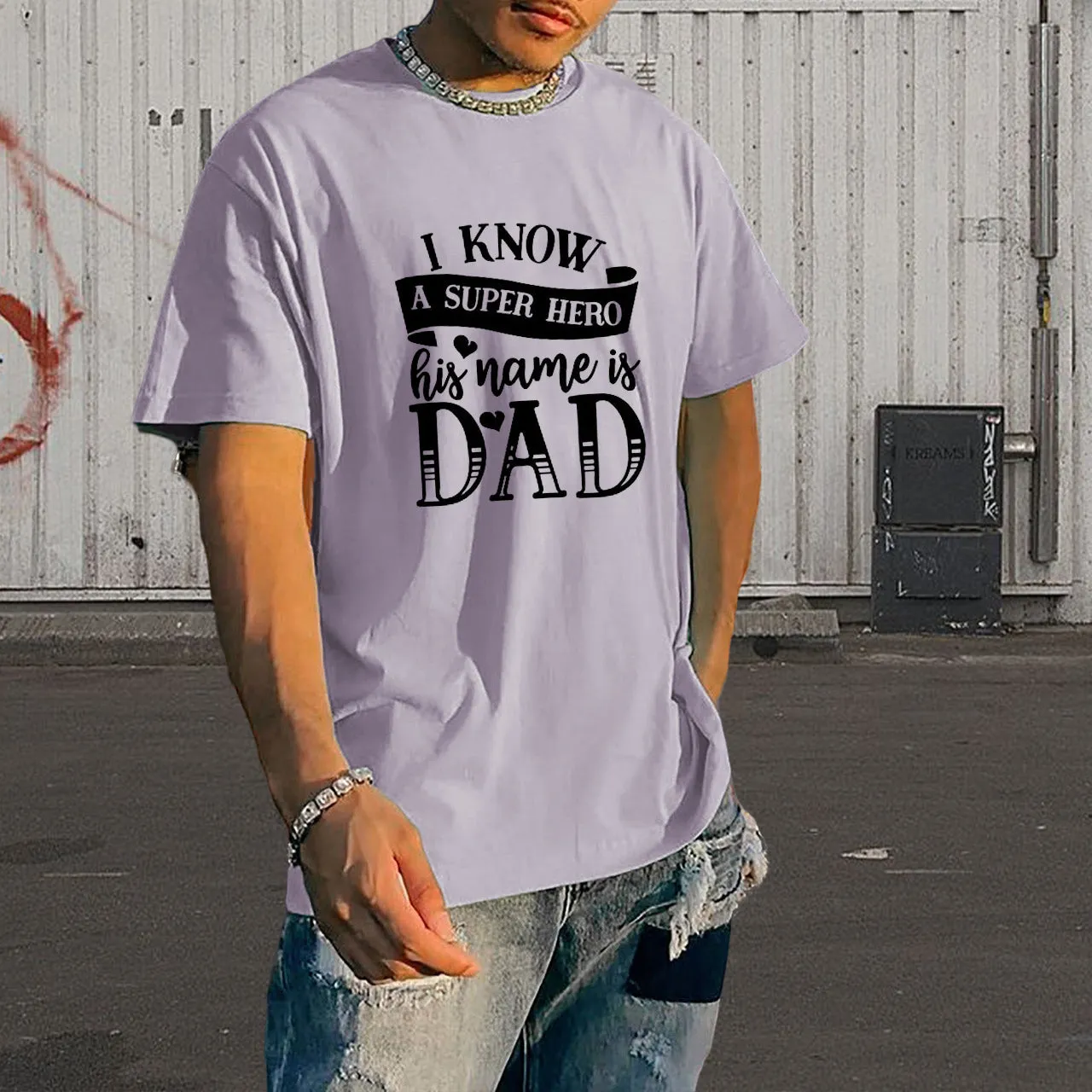 Men's Super Hero Gift For Dad Letter Print Tee sold by Shopnova