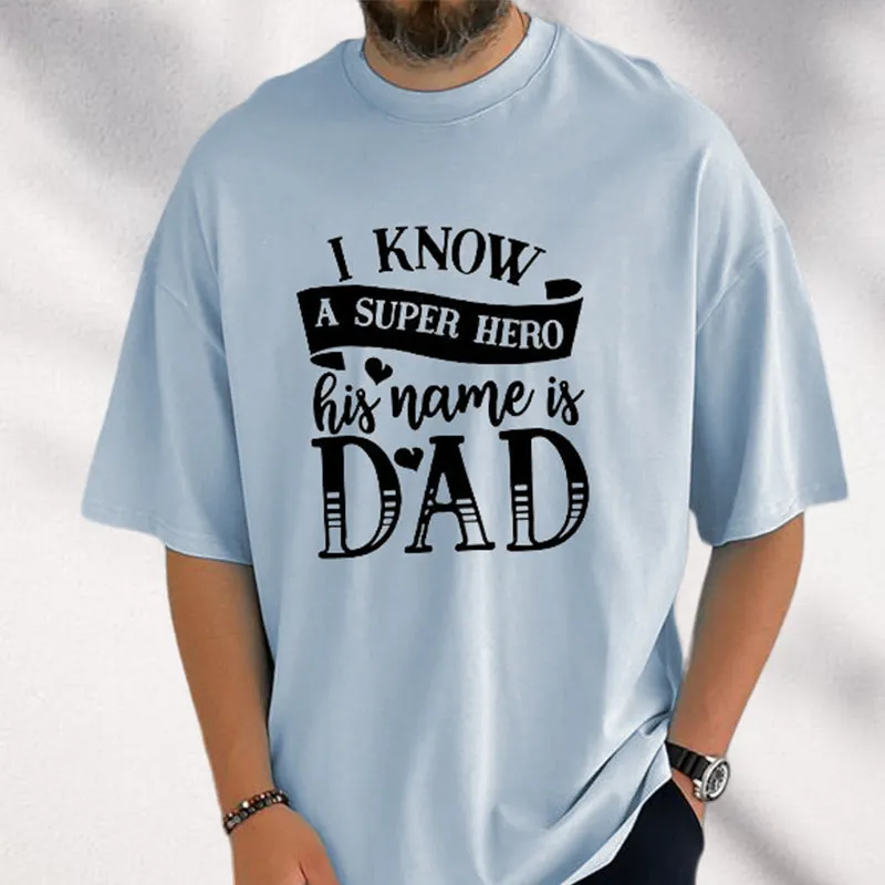 Men's Super Hero Gift For Dad Letter Print Tee sold by Shopnova product image thumbnail 3