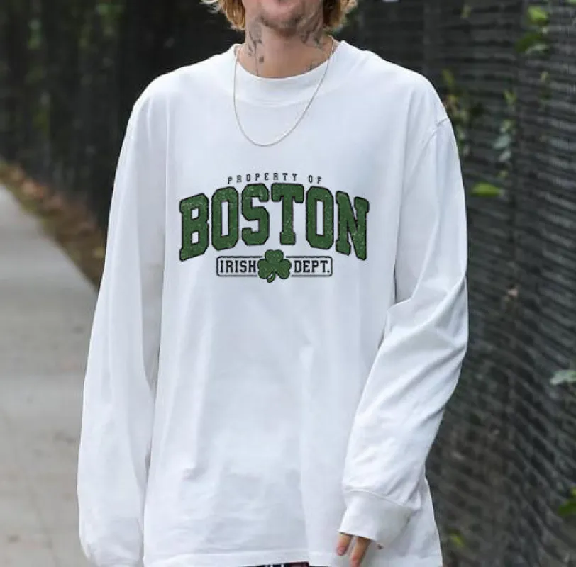 Property of Boston Irish Dept Long Sleeve Tee-A sold by Shopnova