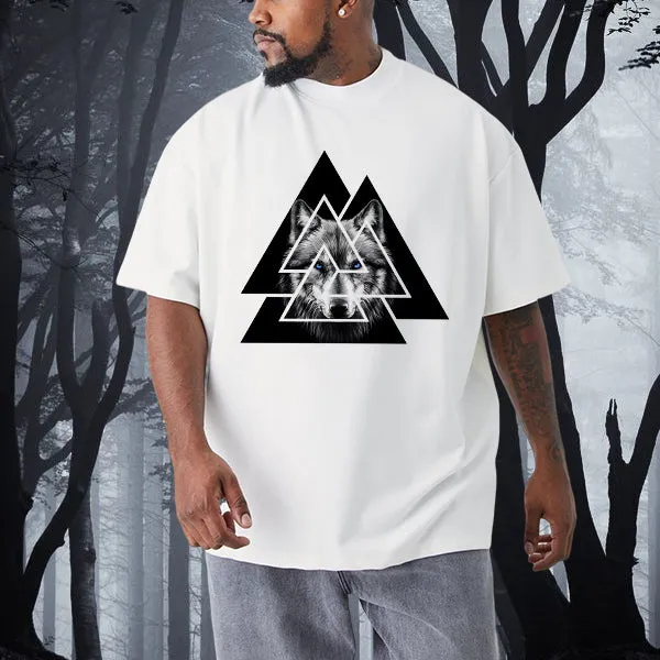 Norse Mythology Valknut Wolf Print Men's T-shirt sold by Shopnova