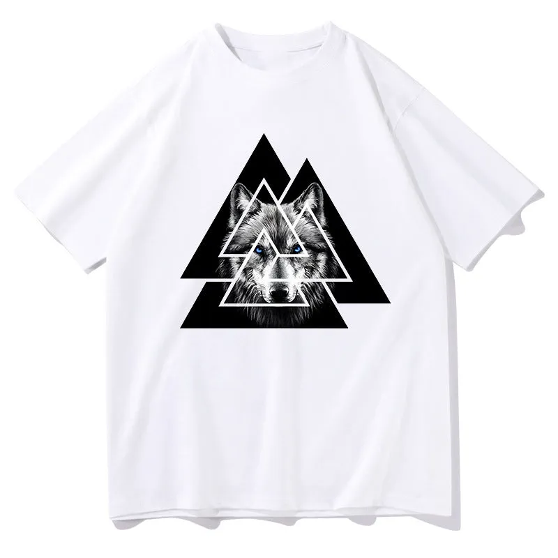 Norse Mythology Valknut Wolf Print Men's T-shirt sold by Shopnova product image thumbnail 4