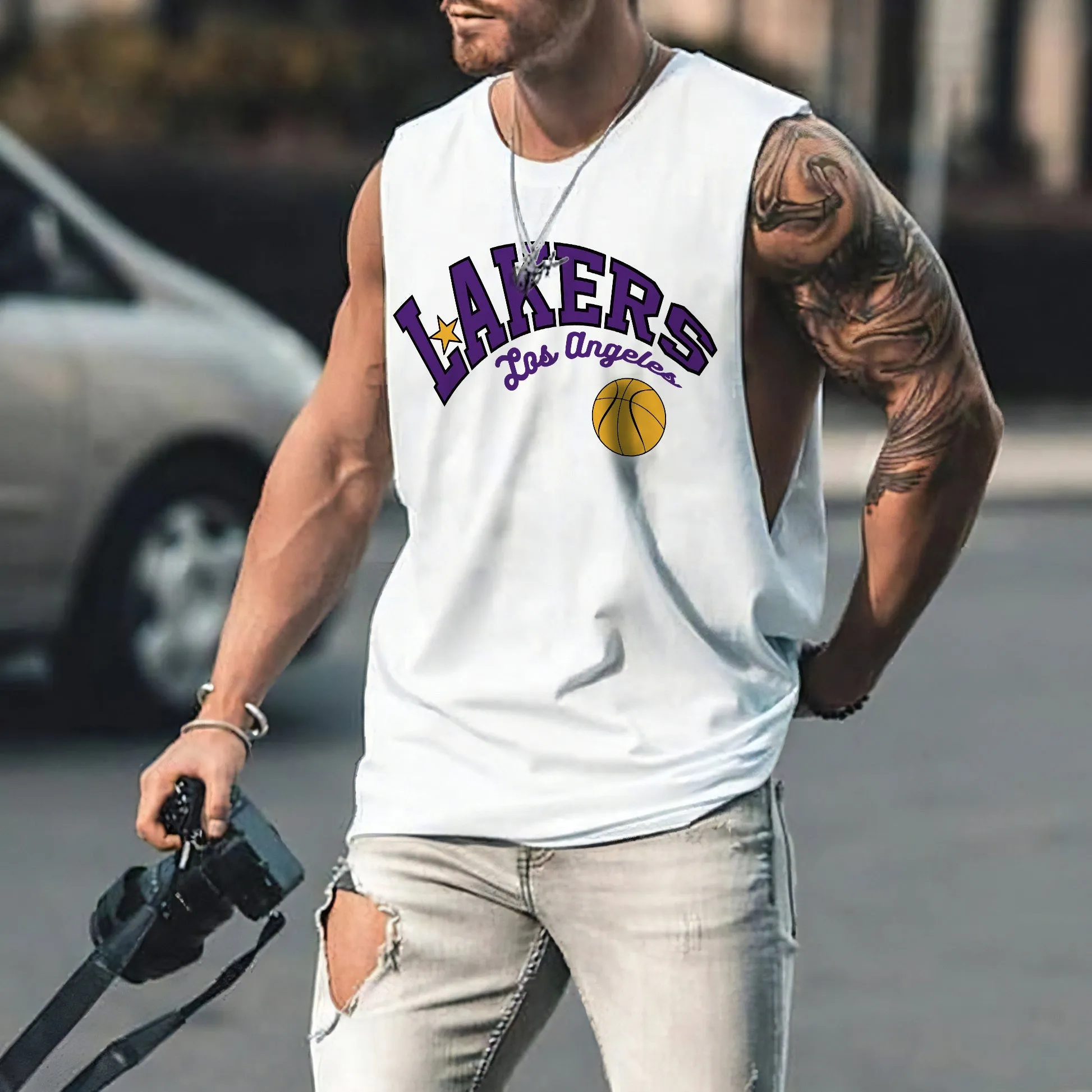 Lakers Men's Summer Streetwear Cotton Tank Top sold by Shopnova