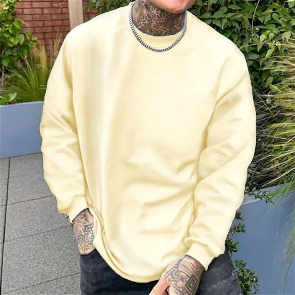 Men's Pure Color Rib Cuff Long Sleeved T-shirts-A sold by Shopnova product image thumbnail 2