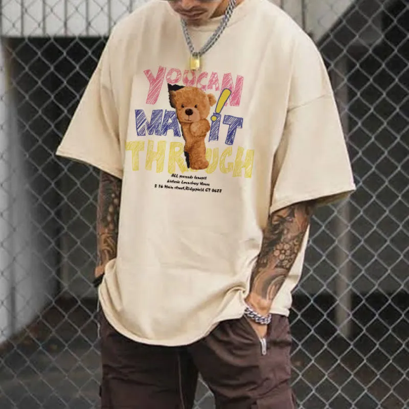 Alphabet Bear Graphic Print Men's T-Shirt sold by Shopnova