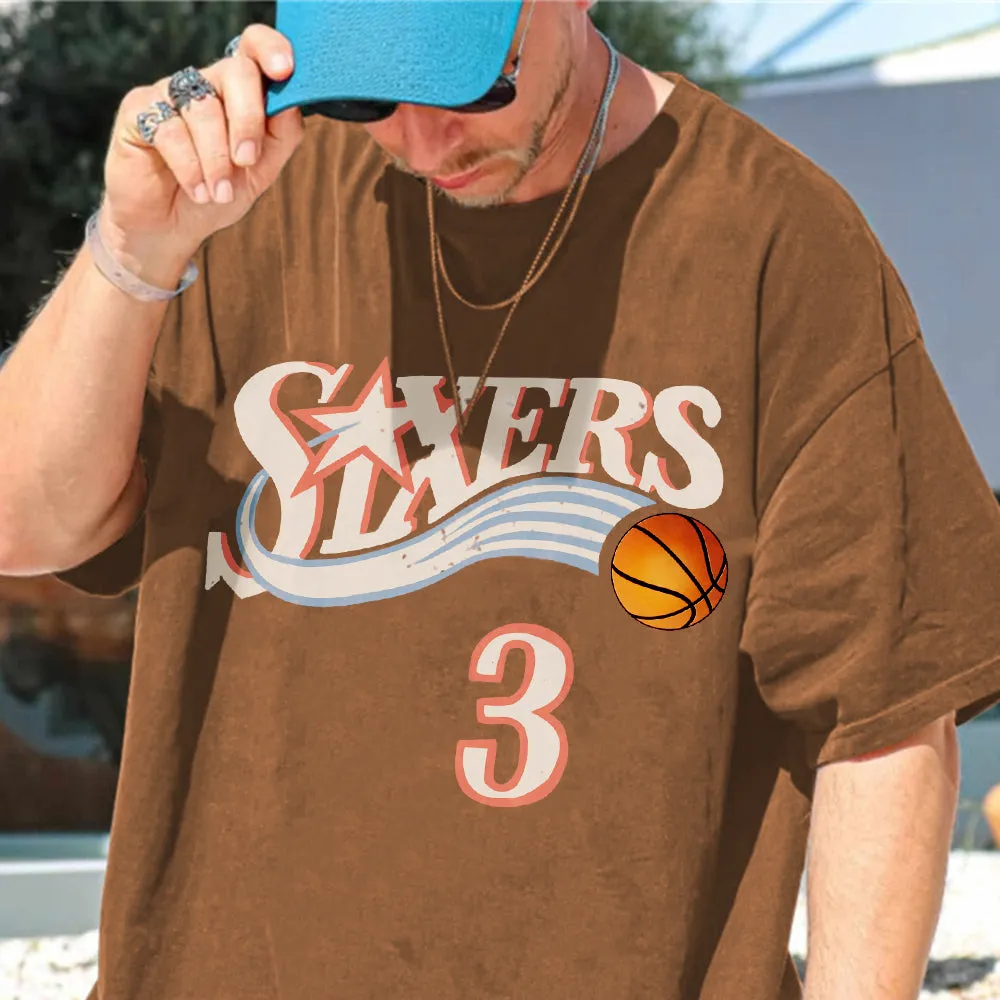Letter Print Basketball Casual Graphic Men's T-Shirt sold by Shopnova product image thumbnail 2