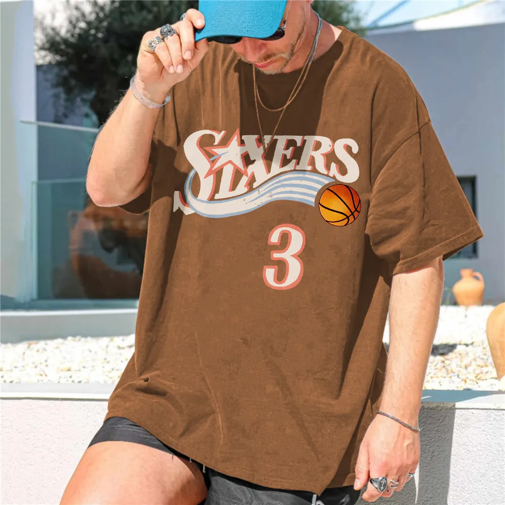 Letter Print Basketball Casual Graphic Men's T-Shirt sold by Shopnova