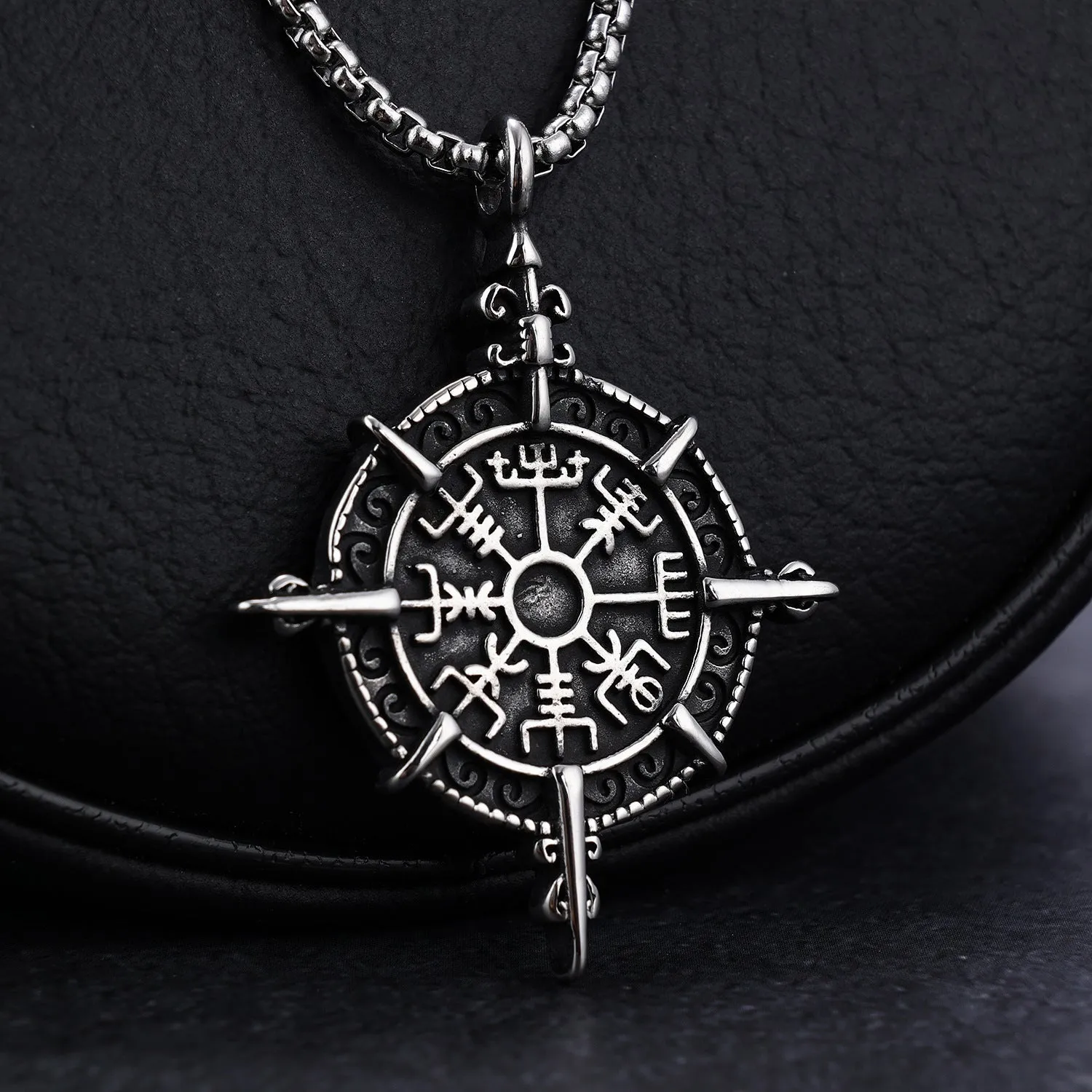 Retro Viking Rune Protection Pendant Stainless Steel Necklace sold by Shopnova