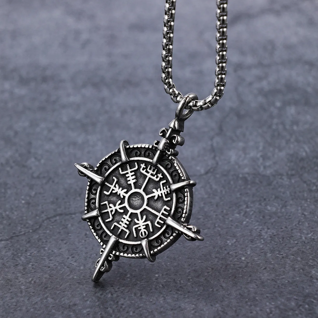 Retro Viking Rune Protection Pendant Stainless Steel Necklace sold by Shopnova product image thumbnail 3