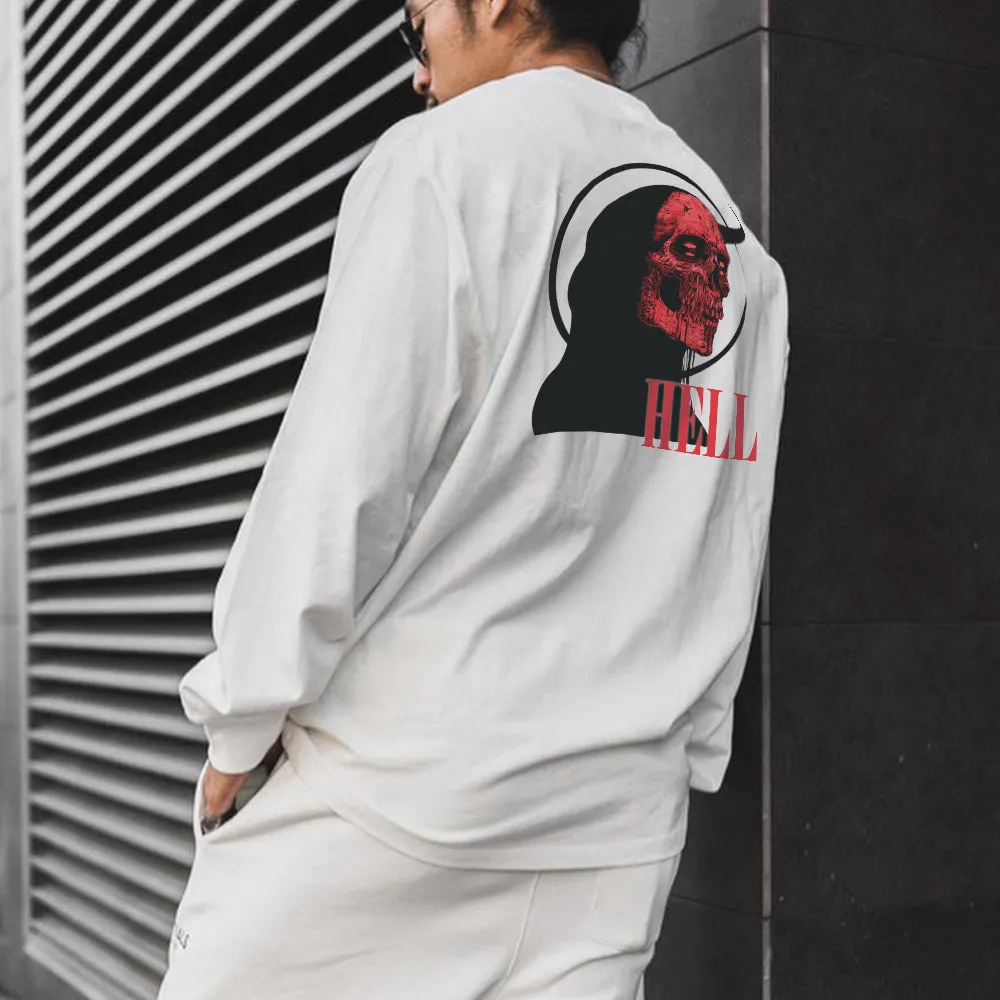 Evil Spirit Print Men's Casual Long Sleeve T-Shirts-A sold by Shopnova product image thumbnail 2