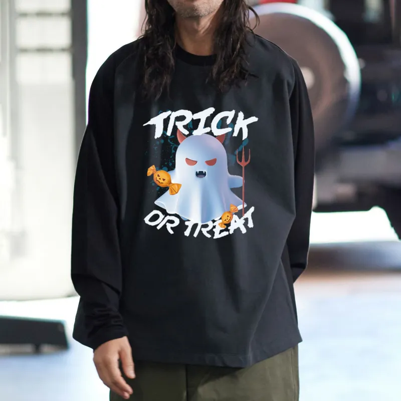 NOVAROPA™ Halloween Graphics Casual Men's Long Sleeve T-shirt-B sold by Shopnova