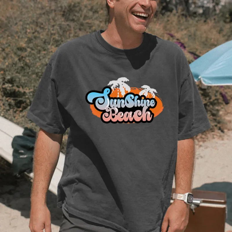 NOVAROPA™ Sunshine Beach Print Cotton T-shirt sold by Shopnova