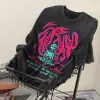 Skeleton & Ghost Men's Washed Black Color Tee sold by Shopnova