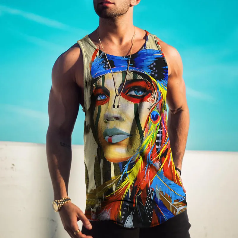 Feature Easter Digital Pattern Trend Street Casual Tank Top sold by Shopnova