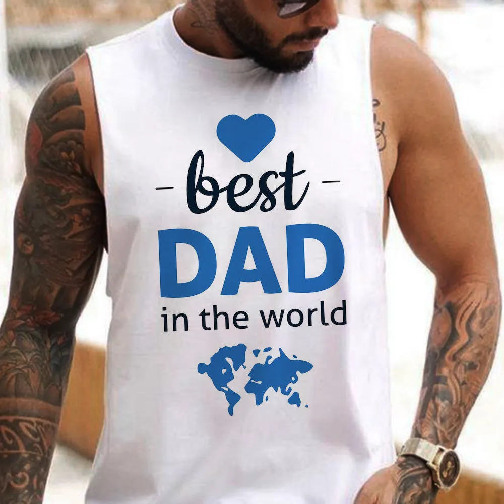 Best Dad Letter Graphic Print Father's Day Casual Men's Tank Top sold by Shopnova product image thumbnail 3