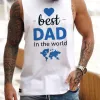 Best Dad Letter Graphic Print Father's Day Casual Men's Tank Top sold by Shopnova