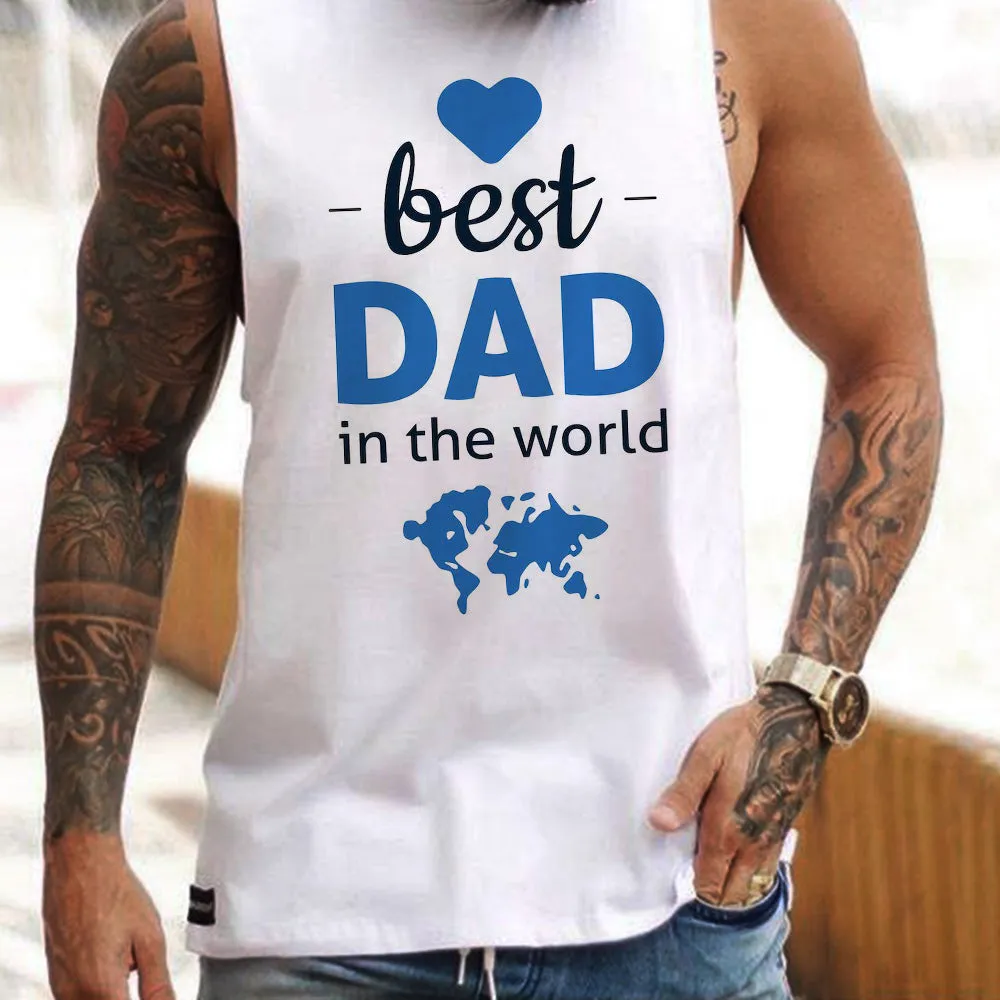 Best Dad Letter Graphic Print Father's Day Casual Men's Tank Top sold by Shopnova product image thumbnail 2