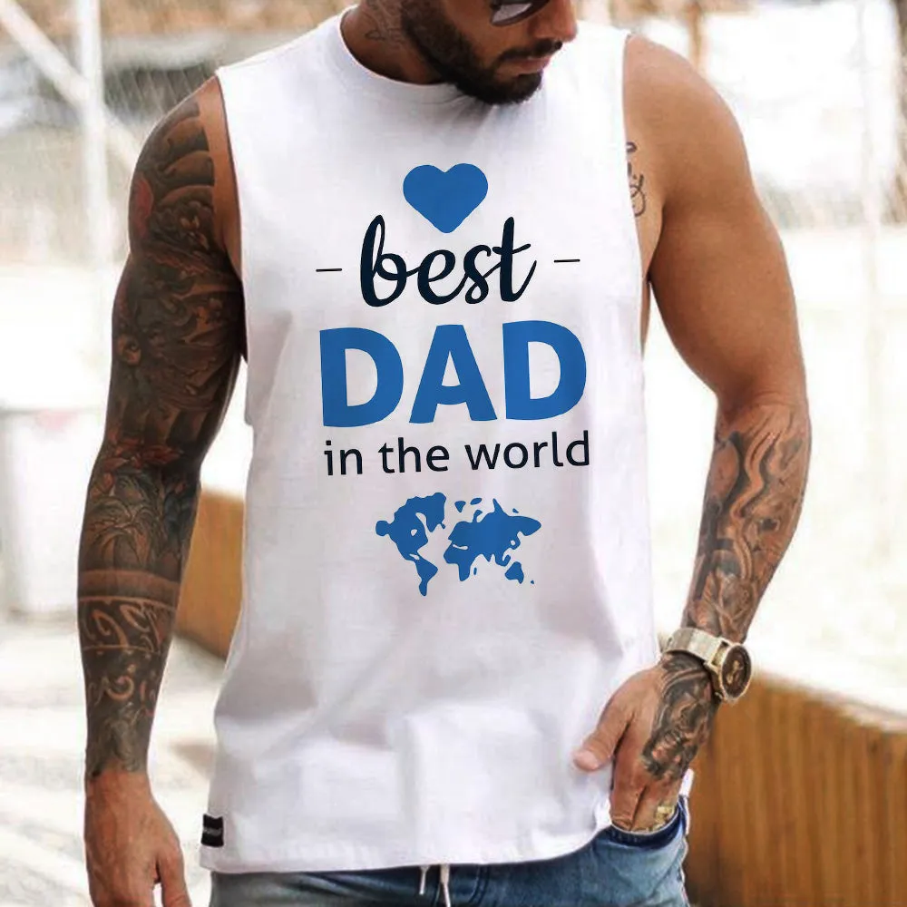 Best Dad Letter Graphic Print Father's Day Casual Men's Tank Top sold by Shopnova