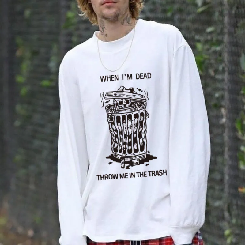 Skull in the Trash Cotton Long Sleeve Tee-A sold by Shopnova