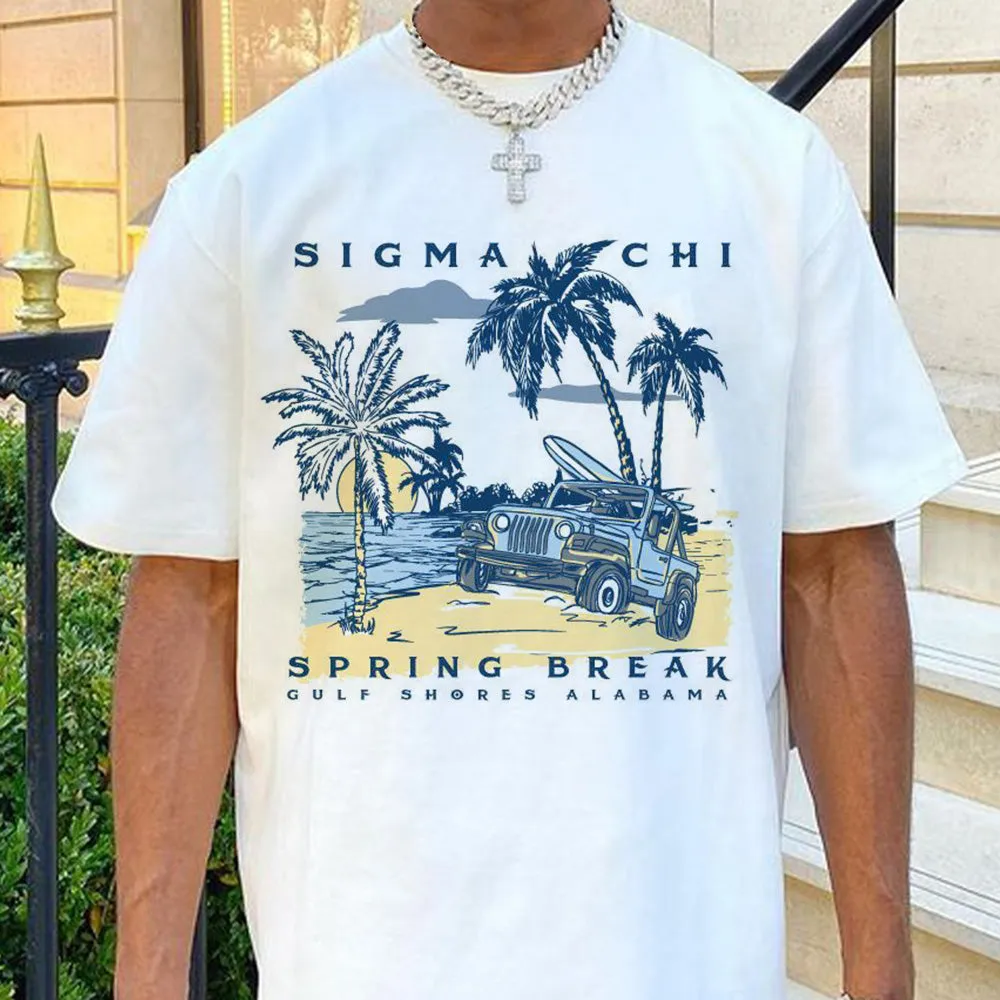 Beach Vacation Graphic Print Loose Casual Crewneck Men's T-Shirt sold by Shopnova product image thumbnail 2