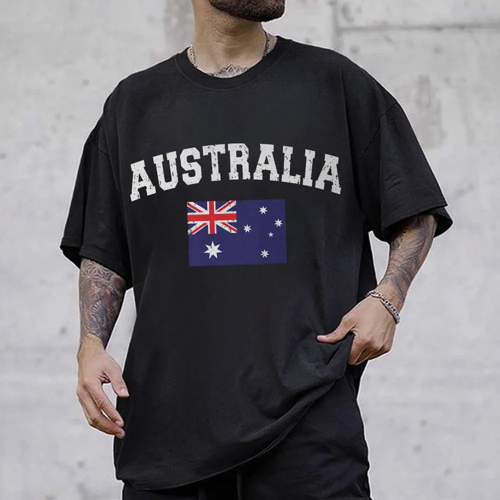 Australia Men's Streetwear Short Sleeve T-Shirts sold by Shopnova