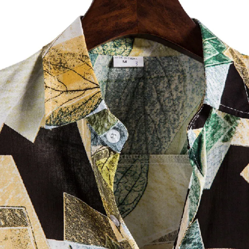 Cotton And Linen Printed Pocket Button-down Shirt sold by Shopnova product image thumbnail 3